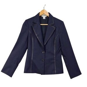 Preston & York Womens Black Blazer Jacket Size 4 Classic Button Front Lined Coat